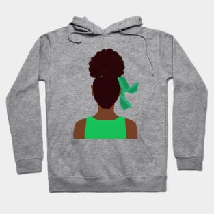 High Afro Puff Ponytail with Green Outfit (Light Gray Background) Hoodie